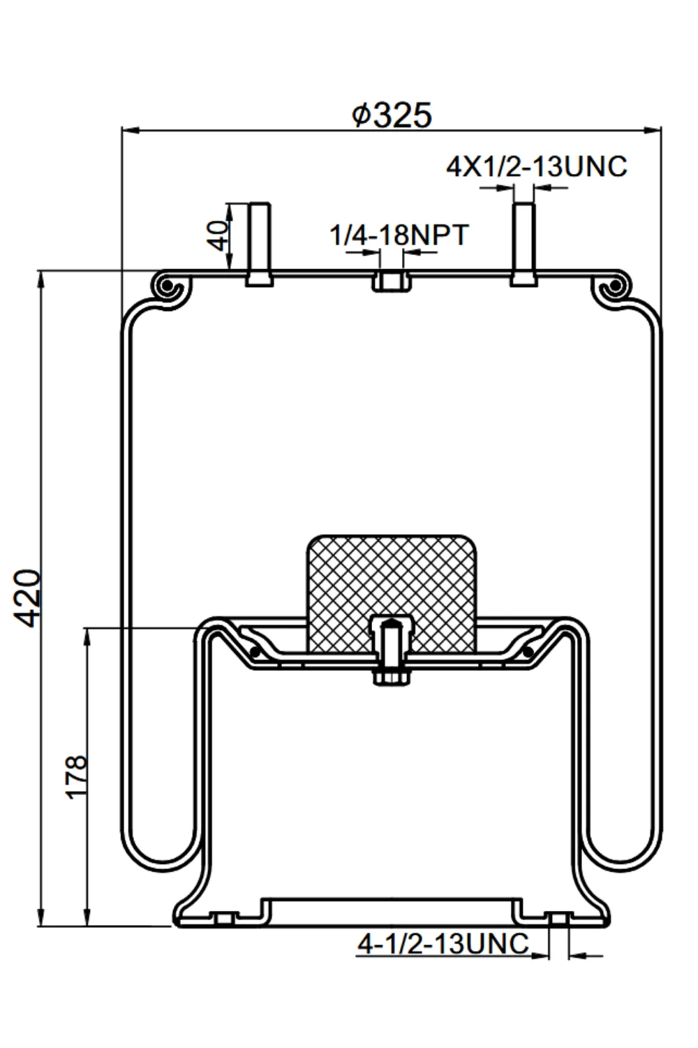 Pulm&oacute;n Suspensi&oacute;n 9158 1T19L-11 4 Pernos - Vista 2