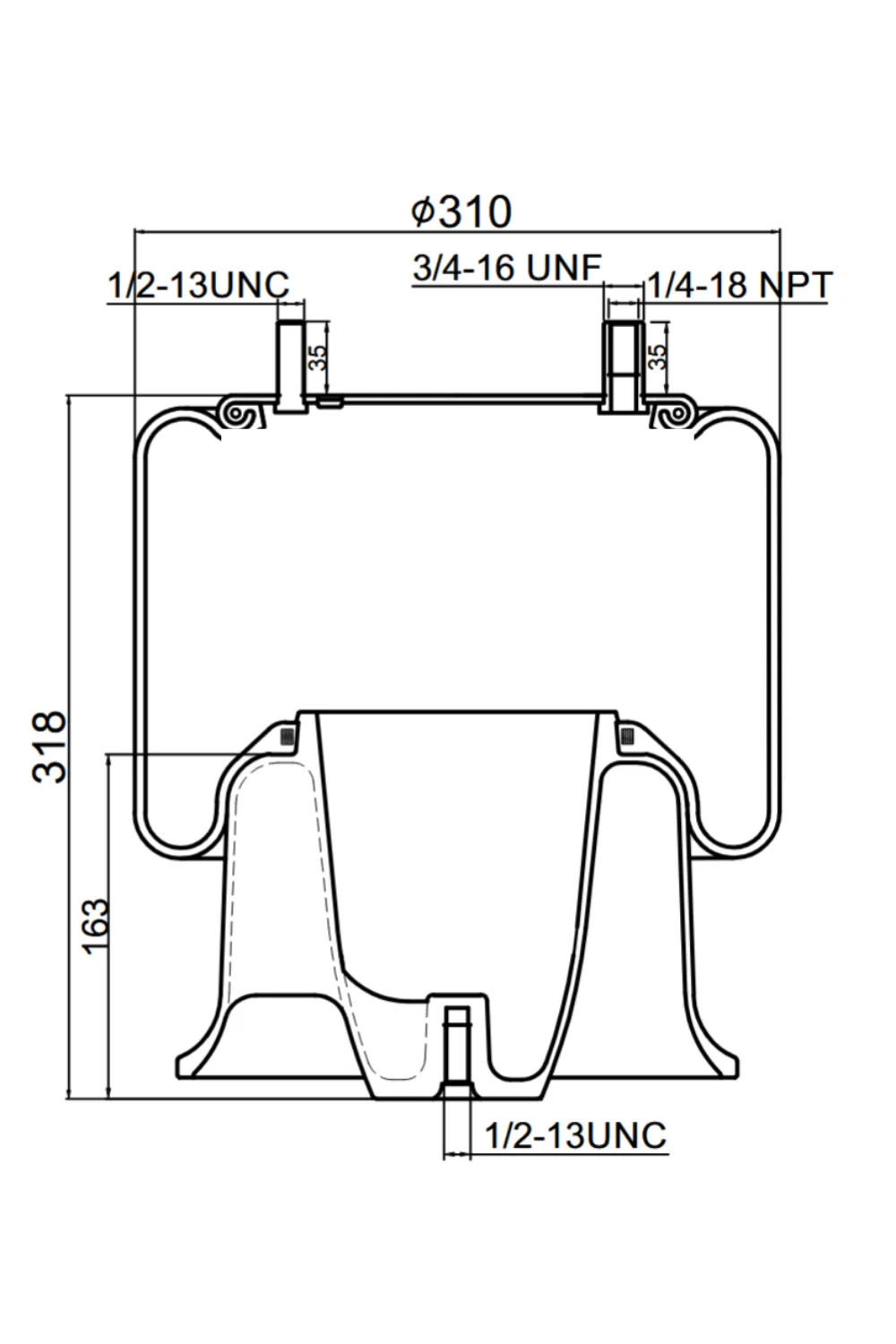 Pulm&oacute;n Suspensi&oacute;n 1T15ZR-6 1 Perno Base Met&aacute;lica - Vista 2