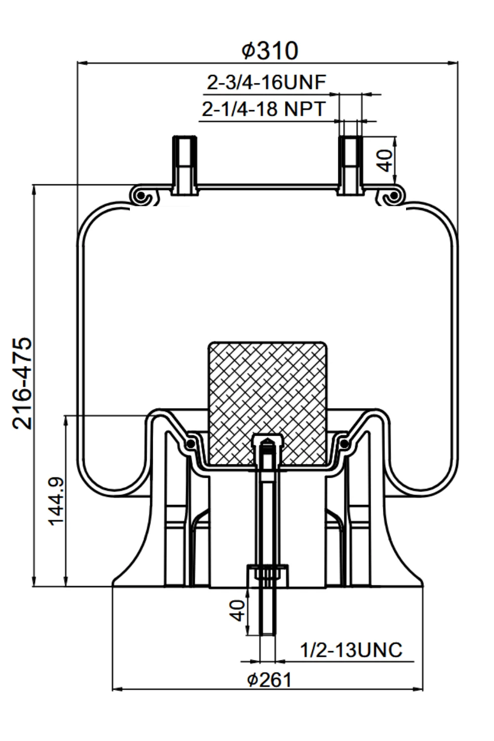 Pulm&oacute;n Suspensi&oacute;n 9978 1T15M-4 Pernos Despl. - Vista 2